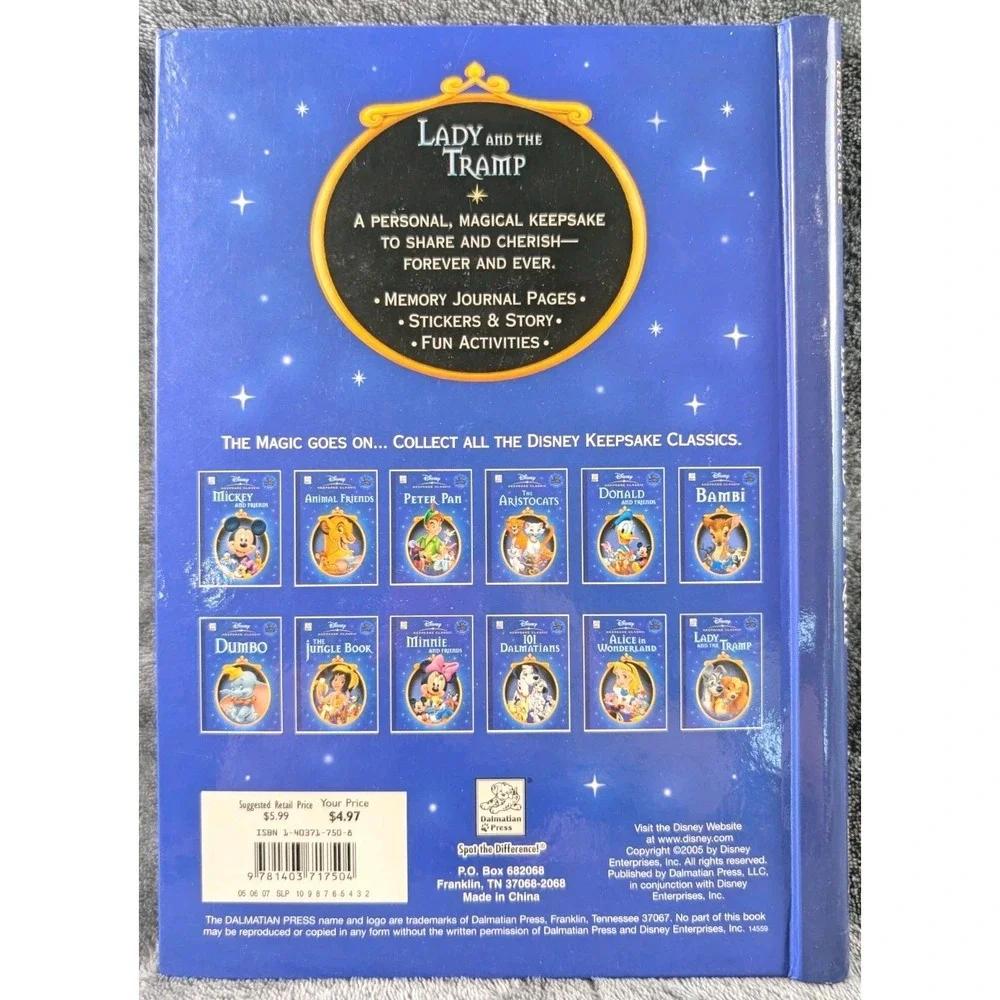 Lady and the‎ Tramp Walt Disney Keepsake Classic Story Activity Sticker Book New